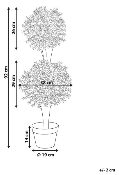 Műnövény BUXUS BALL TREE 92 cm Zöld