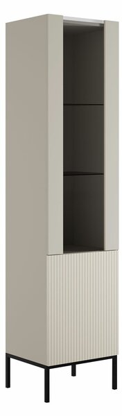 Könyvespolc Lunole 112, Ajtókkal, Zárt, Laminált forgácslap, Üveg, Közepes sűrűségű farostlemez, 190x50x42cm, Kasmír