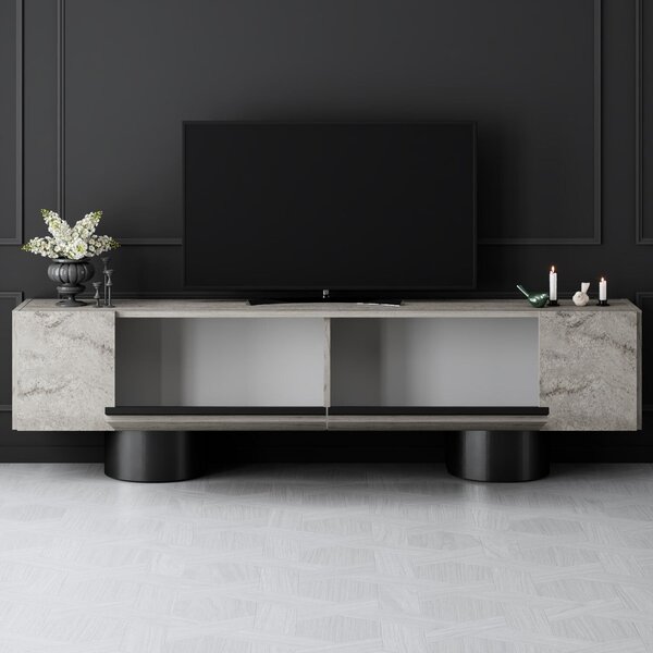 Hanah Home TV állvány Travertin Fekete Bohem - Travertin, Fekete