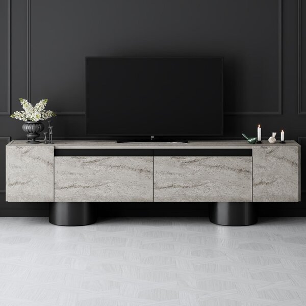 Hanah Home TV állvány Travertin Fekete Bohem - Travertin, Fekete