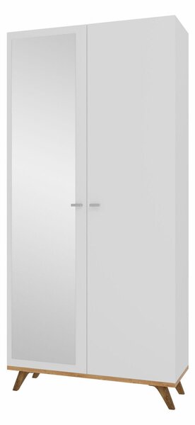 Gardróbszekrény Levtena 103, Laminált forgácslap, 190x90x35cm, Fehér, Kézműves aranytölgy