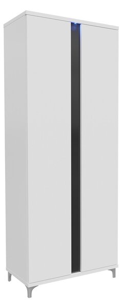 Gardróbszekrény Florem, Laminált forgácslap, 200x90x55cm, Fényes fehér, Fehér, Fényes fekete