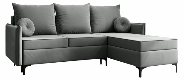 Sarokkanapé Clovis 112, Kárpit, 101x213x168cm, Szürke, Fenyő
