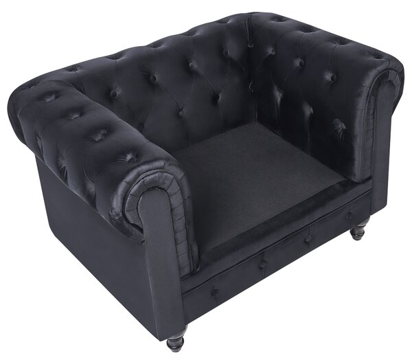 Fotel CHESTERFIELD Bársony Fekete