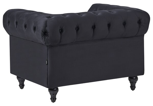 Fotel CHESTERFIELD Bársony Fekete