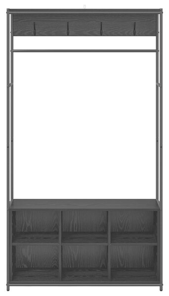 VidaXL Kabátállvány cipőpaddal Fekete Tölgy 100 x 32 x 180,5 cm