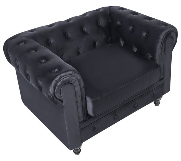 Fotel CHESTERFIELD Bársony Fekete