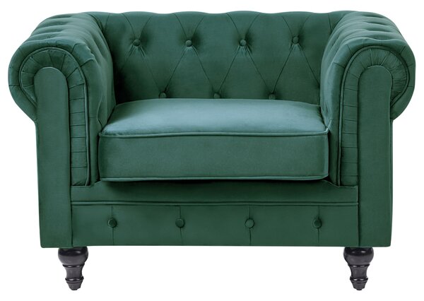 Fotel CHESTERFIELD Bársony Smaragdzöld