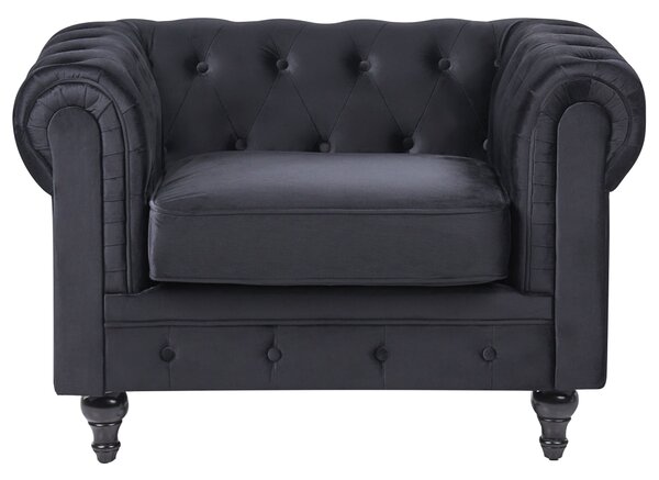 Fotel CHESTERFIELD Bársony Fekete