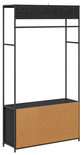 VidaXL Kabátállvány cipőpaddal Fekete Tölgy 100 x 32 x 180,5 cm