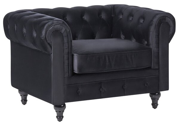 Fotel CHESTERFIELD Bársony Fekete