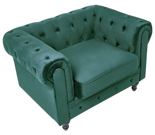 Fotel CHESTERFIELD Bársony Smaragdzöld