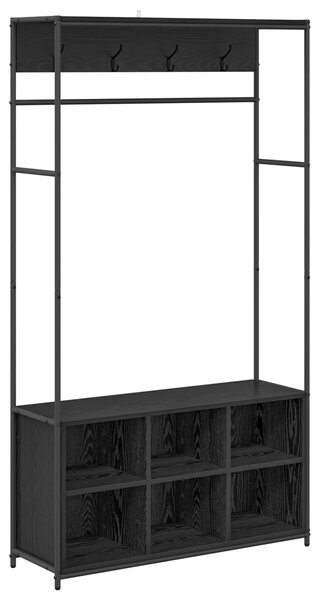 VidaXL Kabátállvány cipőpaddal Fekete Tölgy 100 x 32 x 180,5 cm