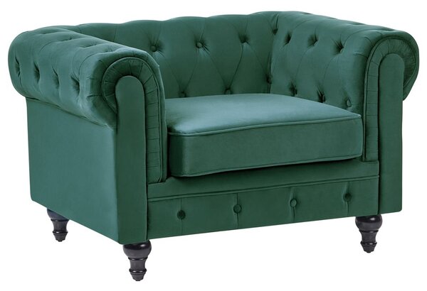 Fotel CHESTERFIELD Bársony Smaragdzöld