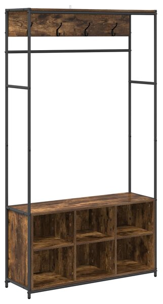 VidaXL Kabátállvány cipőpaddal Füstös Tölgy 100 x 32 x 180,5 cm