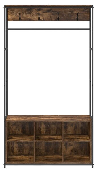 VidaXL Kabátállvány cipőpaddal Füstös Tölgy 100 x 32 x 180,5 cm