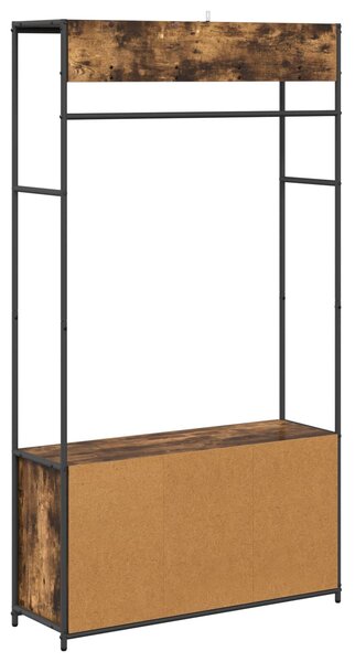 VidaXL Kabátállvány cipőpaddal Füstös Tölgy 100 x 32 x 180,5 cm