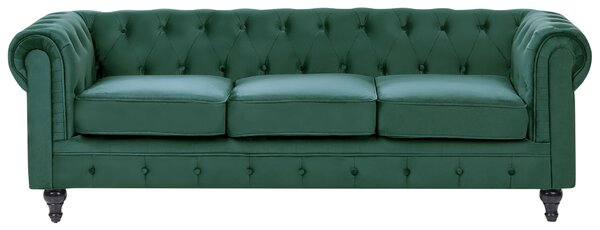 Ülőgarnitúra 4 személyes CHESTERFIELD Bársony Smaragdzöld