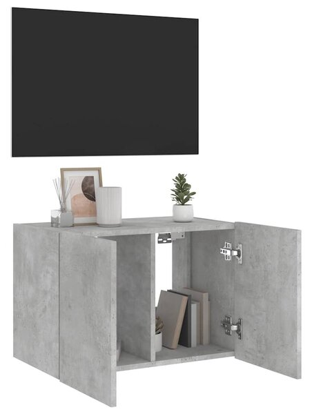Betonszürke falra szerelhető TV-szekrény LED-del 60x35x41 cm