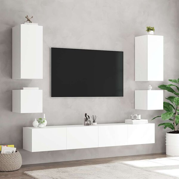 Fehér falra szerelhető TV-szekrény LED-lámpákkal 40,5x35x40 cm