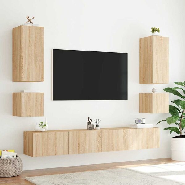Sonoma tölgy színű fali TV-szekrény LED-ekkel 40,5x35x40 cm