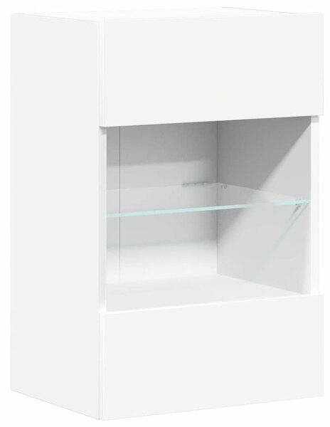 2 db fehér fali szekrények LED világítással TV-hez 40x30x60,5 cm