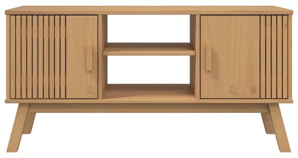 OLDEN barna tömör fenyőfa TV-szekrény 114 x 43 x 57 cm