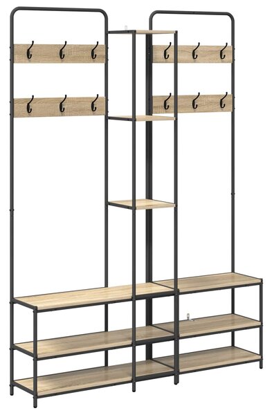 VidaXL Kabátállvány cipőpaddal Sonoma Tölgy 143 x 30 x 199,5 cm