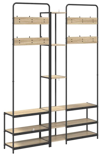VidaXL Kabátállvány cipőpaddal Sonoma Tölgy 143 x 30 x 199,5 cm