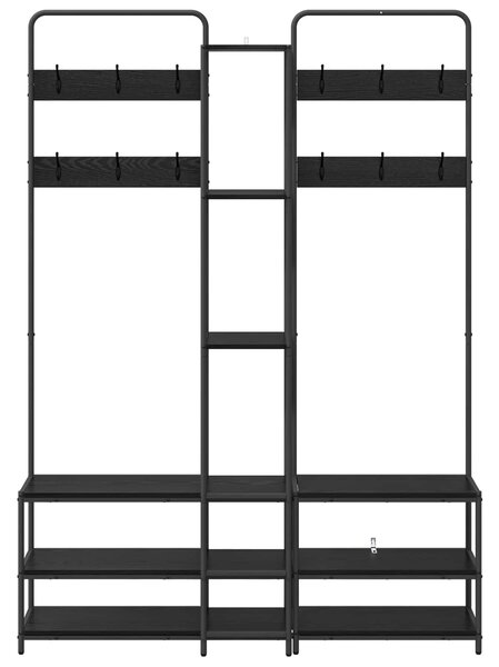VidaXL Kabátállvány cipőpaddal Fekete Tölgy 143 x 30 x 199,5 cm