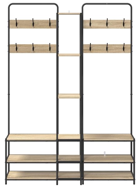 VidaXL Kabátállvány cipőpaddal Sonoma Tölgy 143 x 30 x 199,5 cm