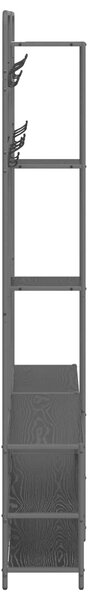 VidaXL Kabátállvány cipőpaddal Fekete Tölgy 143 x 30 x 199,5 cm