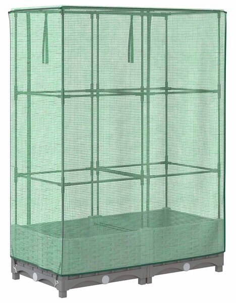 Rattan megjelenésű magaságyás melegháztakaróval 80x40x123 cm