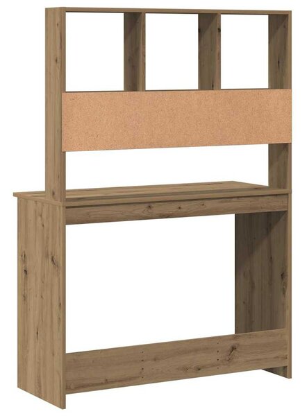 Kézműves tölgy szerelt fa íróasztal polcokkal 102 x 45 x 148 cm