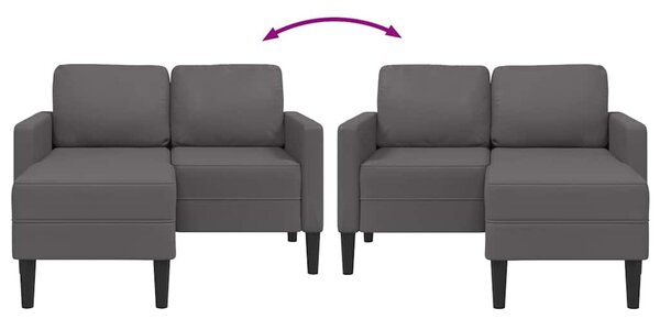 Szürke műbőr 2 üléses kanapé L-alakú kanapéval 125 cm