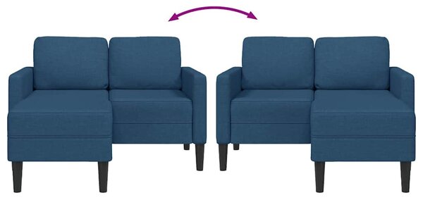 Kék anyagból 2 üléses kanapé L-alakú kanapéval 125 cm