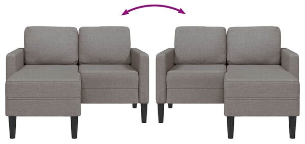 Tópszínű anyagból 2 üléses kanapé L-alakú kanapéval 125 cm