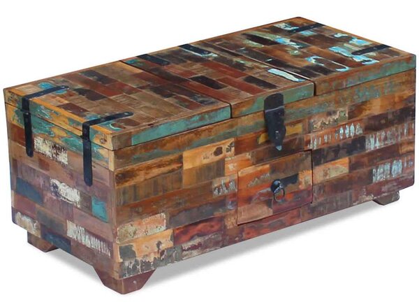 Ládika dohányzóasztal tömör újrahasznosított fa 80x40x35 cm