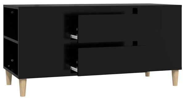 Fekete szerelt fa TV-szekrény 102x44,5x50 cm
