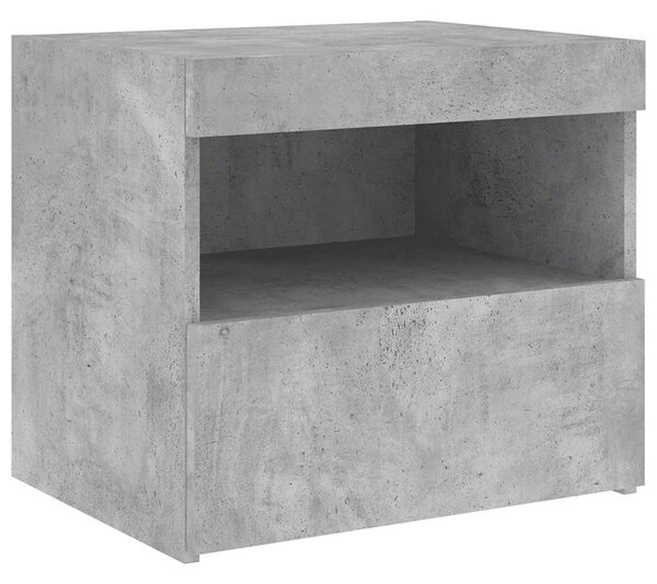 Betonszürke éjjeliszekrény LED-világítással 50 x 40 x 45 cm