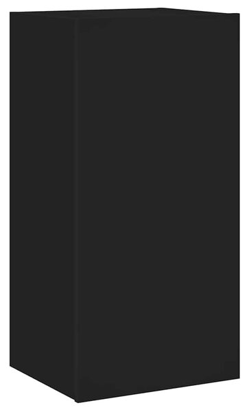 Fekete falra szerelhető TV-szekrény LED-del 40,5 x 35 x 80 cm
