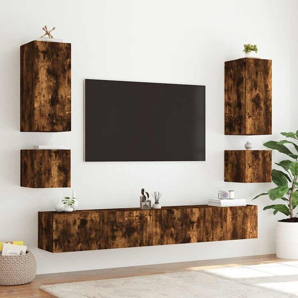 Füstös tölgy színű fali TV-szekrény LED-ekkel 100 x 35 x 31 cm