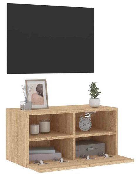 Sonoma tölgy színű szerelt fa fali TV-szekrény 60 x 30 x 30 cm