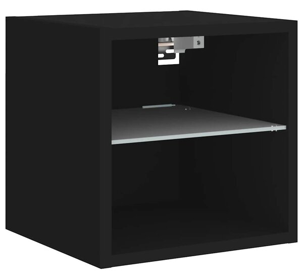 Fekete fali TV-szekrény LED-világítással 30 x 28,5 x 30 cm