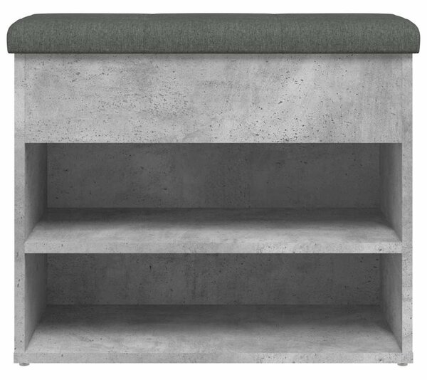 Betonszürke szerelt fa cipőtároló pad 62 x 32 x 50 cm