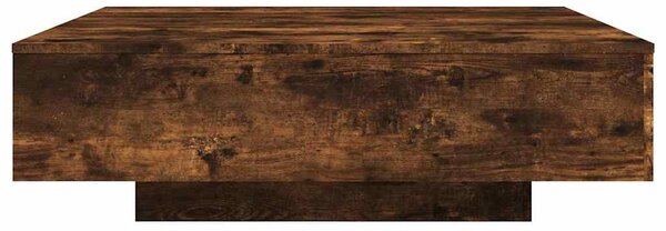 Füstös tölgy színű dohányzóasztal LED-lámpákkal 100x100x31 cm