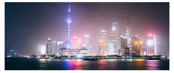 Éjszakai Shanghai képe (120x50 cm)