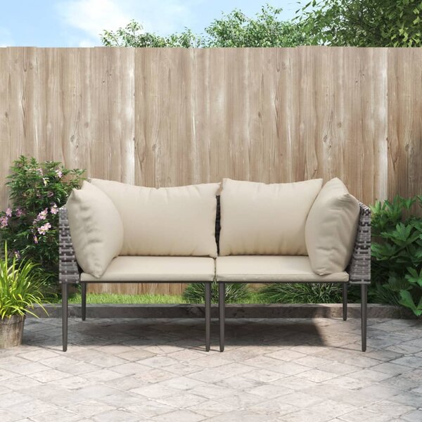 VidaXL 2 db szürke polyrattan kerti sarokkanapé párnával