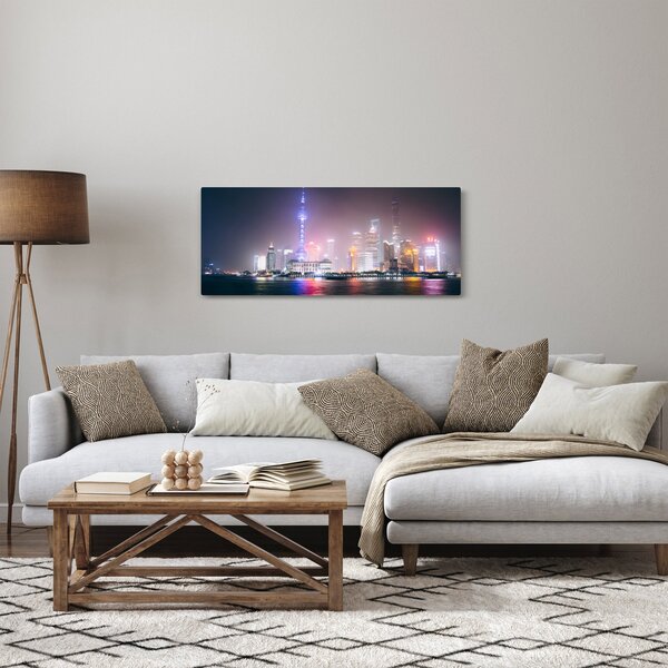 Éjszakai Shanghai képe (120x50 cm)