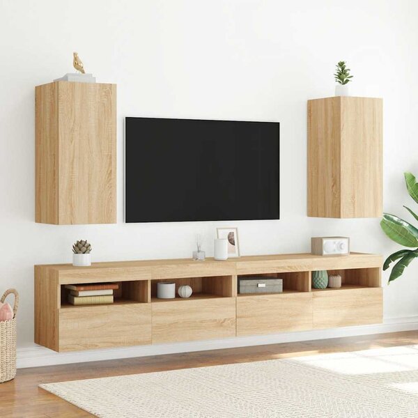 Sonoma tölgy színű fali TV-szekrény LED-ekkel 30,5x35x70 cm